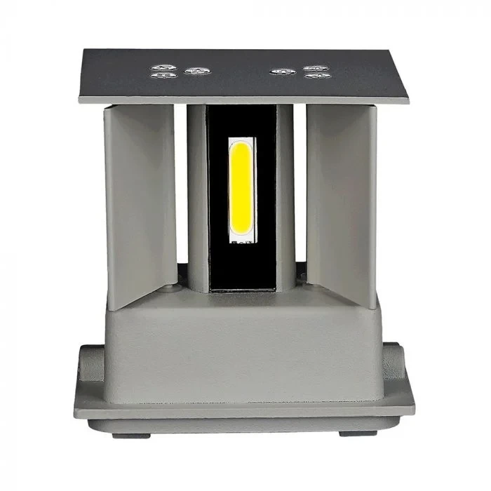 LED Up-Down Wandlamp, 6W, Vierkant, Grijs, 3000K Warm Wit