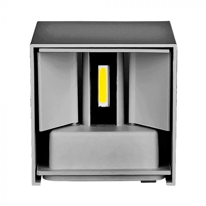 LED Up-Down Wandlamp, 6W, Vierkant, Grijs, 3000K Warm Wit