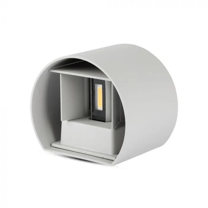 LED Up-Down Wandlamp, 6W, Rond, Grijs, 3000K Warm Wit