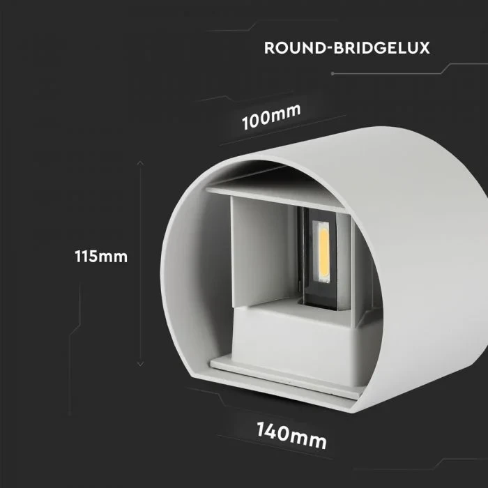 LED Up-Down Wandlamp, 6W, Rond, Grijs, 3000K Warm Wit