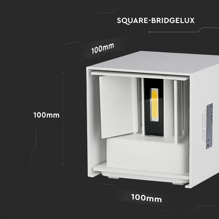 LED Up-Down Wandlamp, 6W, Vierkant, Wit, 4000K Neutraal Wit