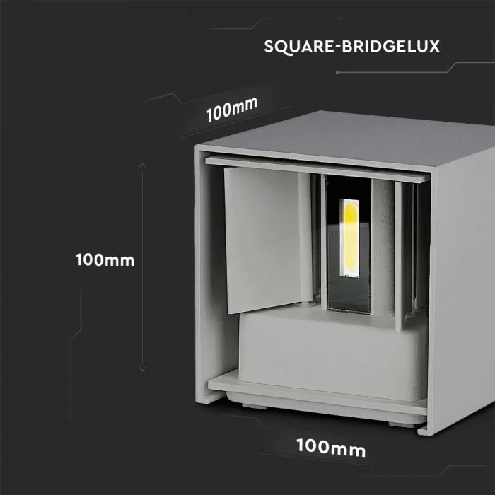 LED Up-Down Wandlamp, 6W, Vierkant, Grijs, 4000K Neutraal Wit