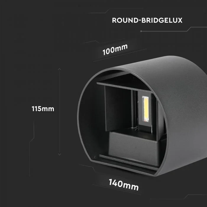 LED Up-Down Wandlamp, 6W, Rond, Zwart, 4000K Neutraal Wit