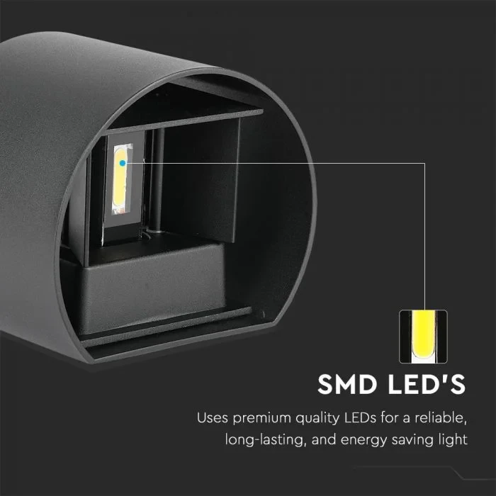 LED Up-Down Wandlamp, 6W, Rond, Zwart, 4000K Neutraal Wit