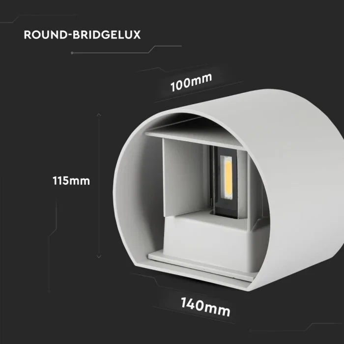 LED Up-Down Wandlamp, 6W, Rond, Grijs, 4000K Neutraal Wit