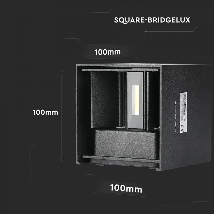 LED Wandlamp, 5W, Vierkant, Zwart, 4000K Neutraal Wit