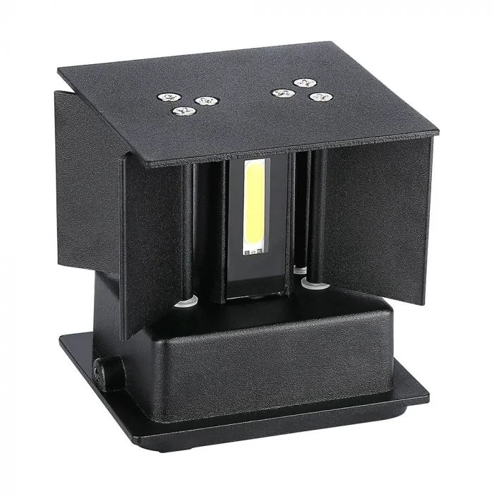 LED Up-Down Wandlamp, 12W, Vierkant, Zwart, 3000K Warm Wit