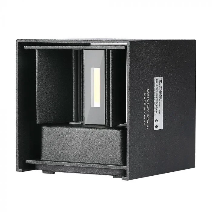 LED Up-Down Wandlamp, 12W, Vierkant, Zwart, 4000K Neutraal Wit