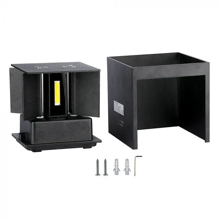 LED Up-Down Wandlamp, 12W, Vierkant, Zwart, 4000K Neutraal Wit