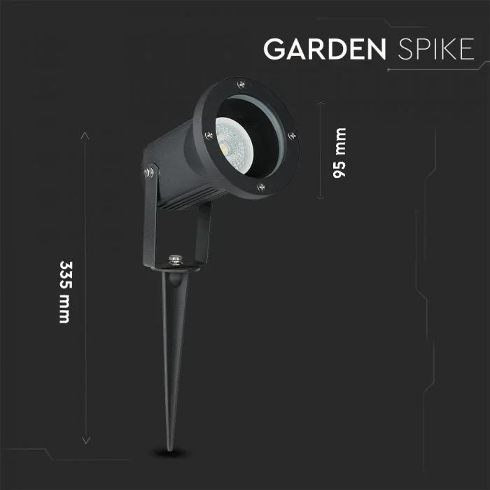 GU10 Prikspot, Aluminium, Zwart, IP44
