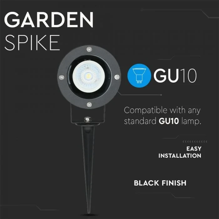 GU10 Prikspot, Aluminium, Zwart, IP44