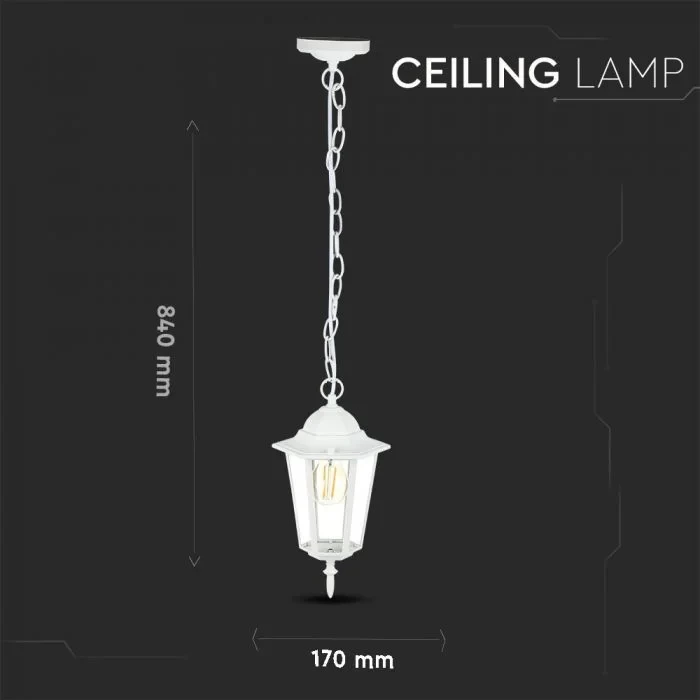 Tuin Plafondlamp, E27, Mat Wit