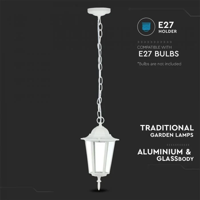 Tuin Plafondlamp, E27, Mat Wit
