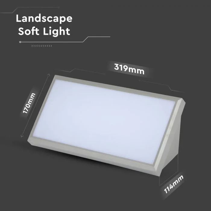 LED Buitenverlichting, 20W, 3000K Warm Wit, Grijs