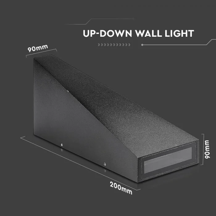 LED Up-Down Wandlamp, 6W, Zwart, 3000K Warm Wit