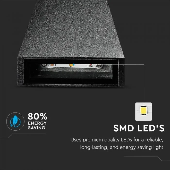LED Up-Down Wandlamp, 6W, Zwart, 3000K Warm Wit