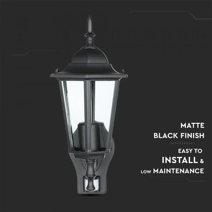Wandlamp met Sensor, E27, Mat Zwart