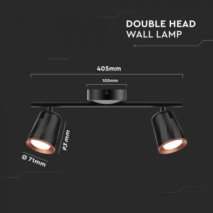 LED Plafondlamp, 12W, 2-Lichts, 3000K Warm Wit, Zwart