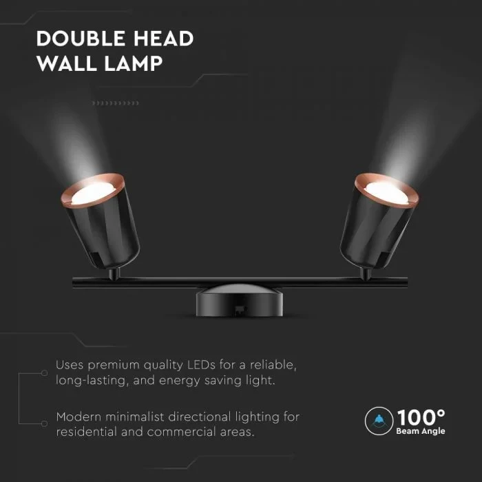 LED Plafondlamp, 12W, 2-Lichts, 3000K Warm Wit, Zwart