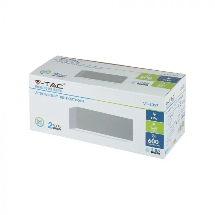 LED Buitenverlichting, 12W, 3000K Warm Wit, Grijs