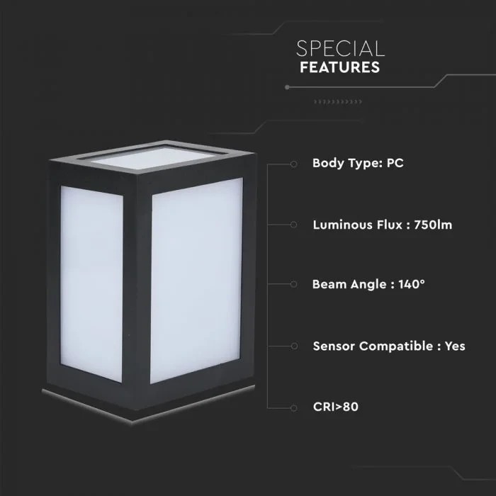 LED Wandlamp, 12W, Zwart, 4000K Neutraal Wit