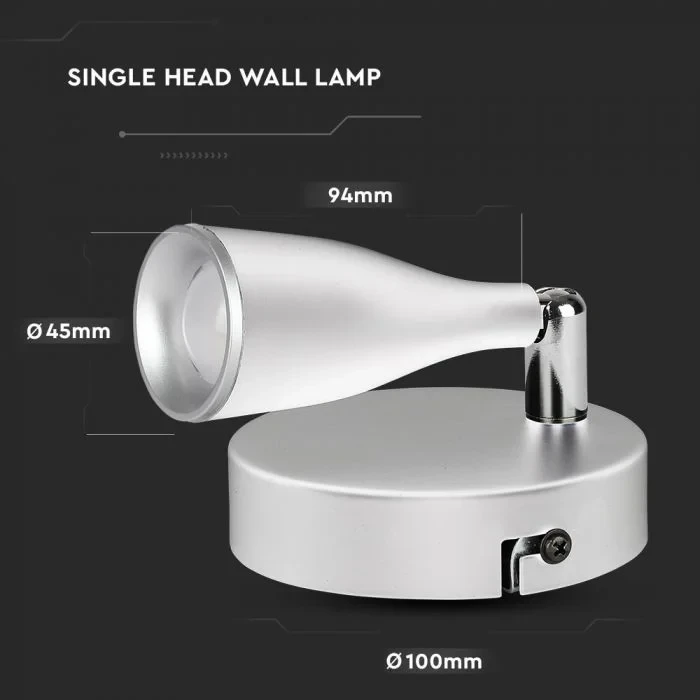 LED Wandlamp, 4.5W, 1-Kops, Wit, 3000K Warm Wit