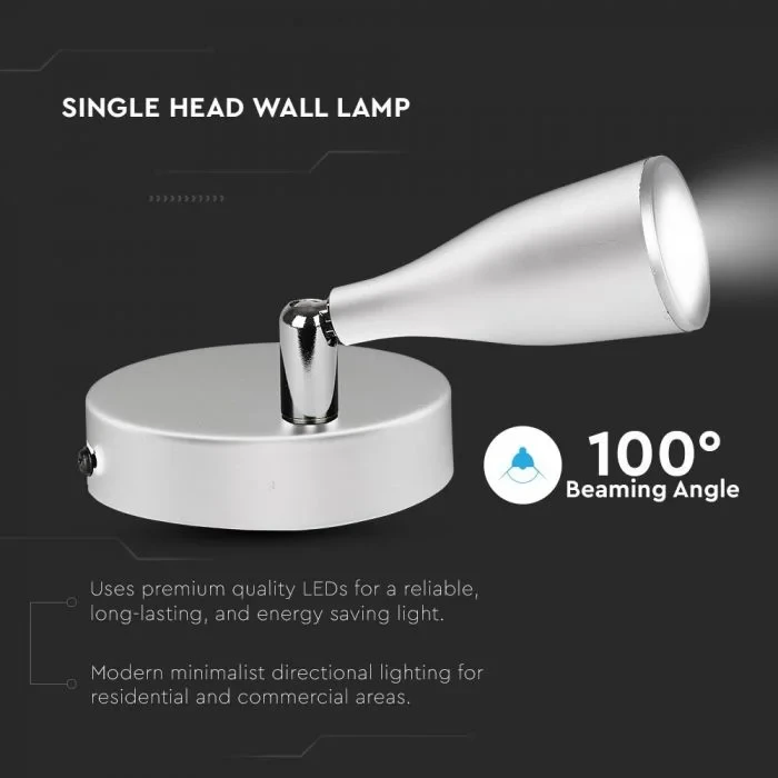 LED Wandlamp, 4.5W, 1-Kops, Wit, 3000K Warm Wit