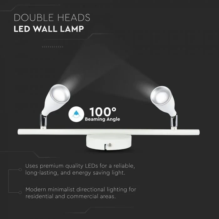 LED Plafondlamp, 9W, 2-Kops, Wit, 3000K Warm Wit