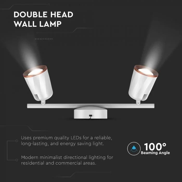 LED Plafondlamp, 12W, 2-Kops, Wit, 3000K Warm Wit