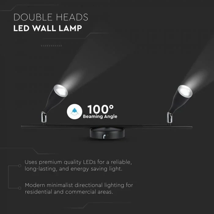 LED Plafondlamp, 9W, 2-Kops, Zwart, 3000K
