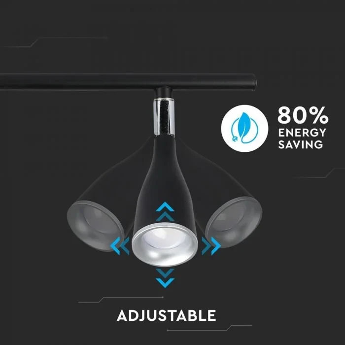 LED Plafondlamp, 9W, 2-Kops, Zwart, 3000K