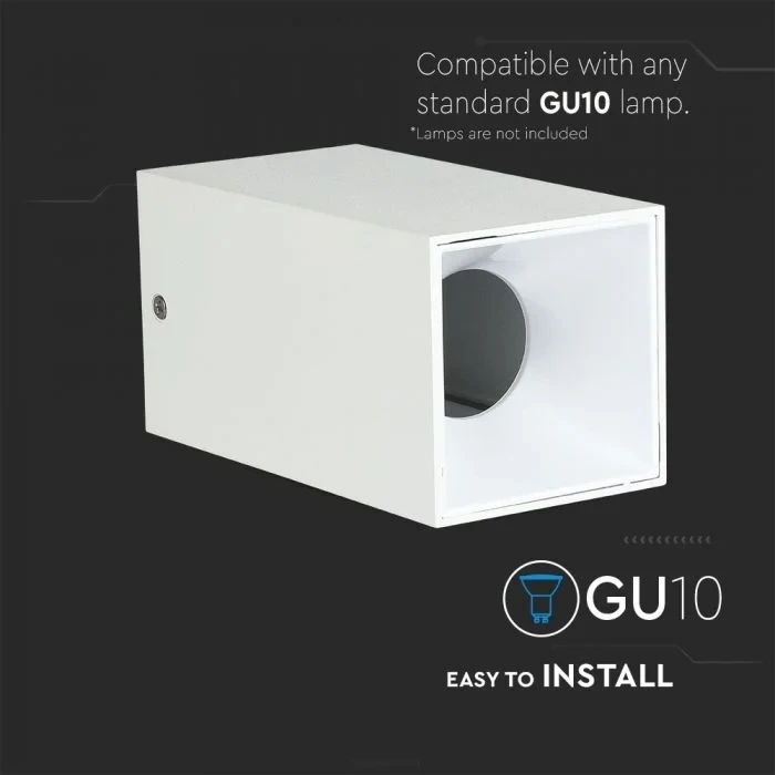 V-TAC GU10 Armatuur, Vierkant, Wit
