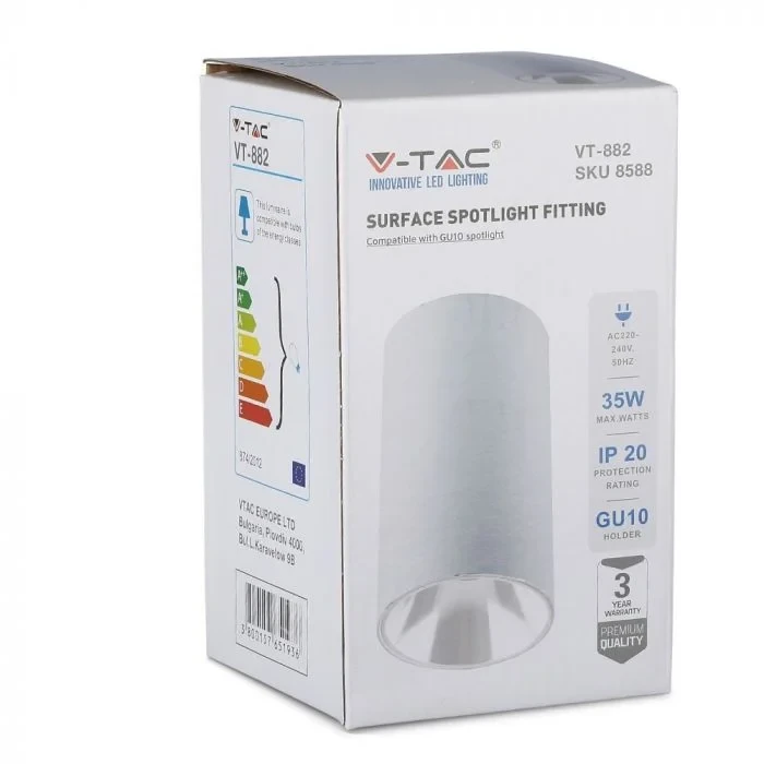 V-TAC GU10 Armatuur Rond | Wit
