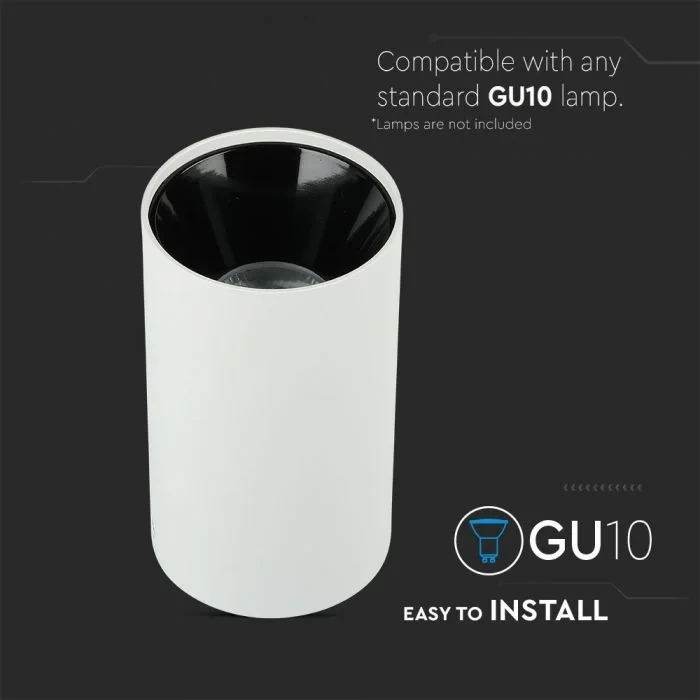 V-TAC GU10 Armatuur, Rond, Wit, Zwart