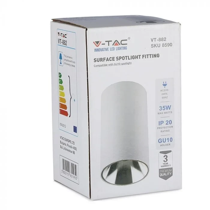 V-TAC GU10 Armatuur Rond | Wit & Chroom