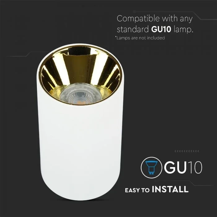 V-TAC GU10 Armatuur Rond | Wit & Goud