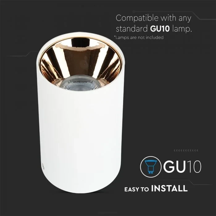 V-TAC GU10 Armatuur, Rond, Wit, Roségoud