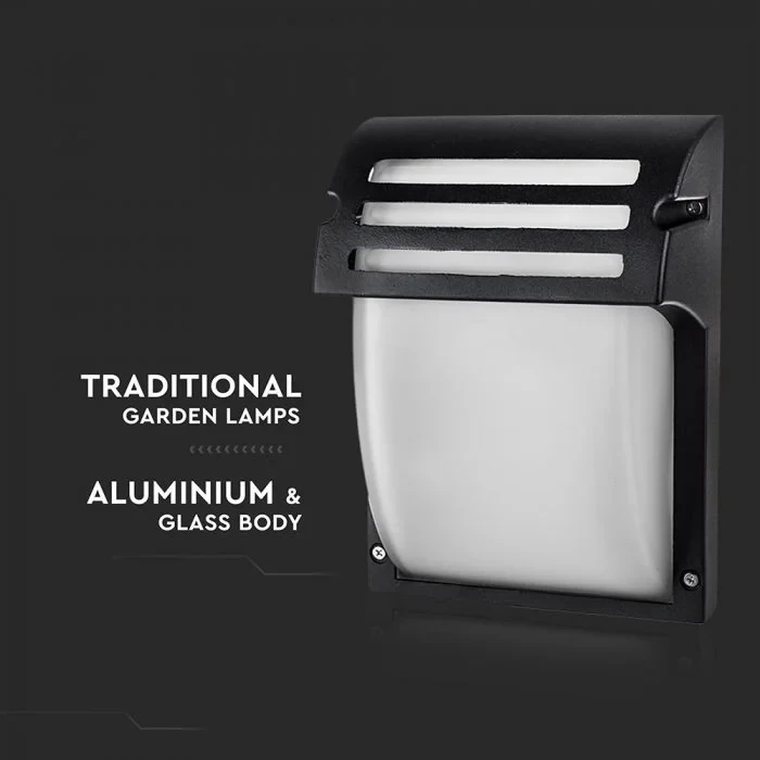 Wandlamp, E27, Mat Zwart, Frosted Glas