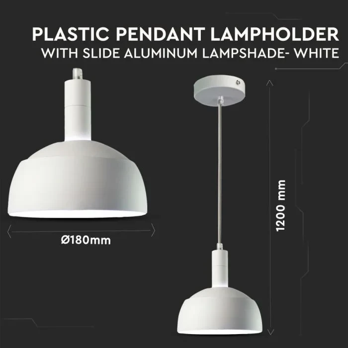 Hanglampfitting met Aluminium Lampenkap, Wit