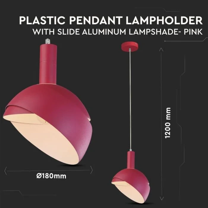 E14 Hanglampfitting met Aluminium Lampenkap, Roze