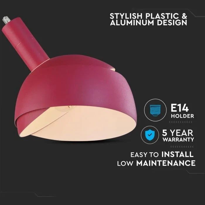 E14 Hanglampfitting met Aluminium Lampenkap, Roze