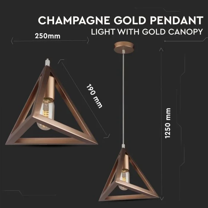 Hanglamp, E27, Champagne Goud