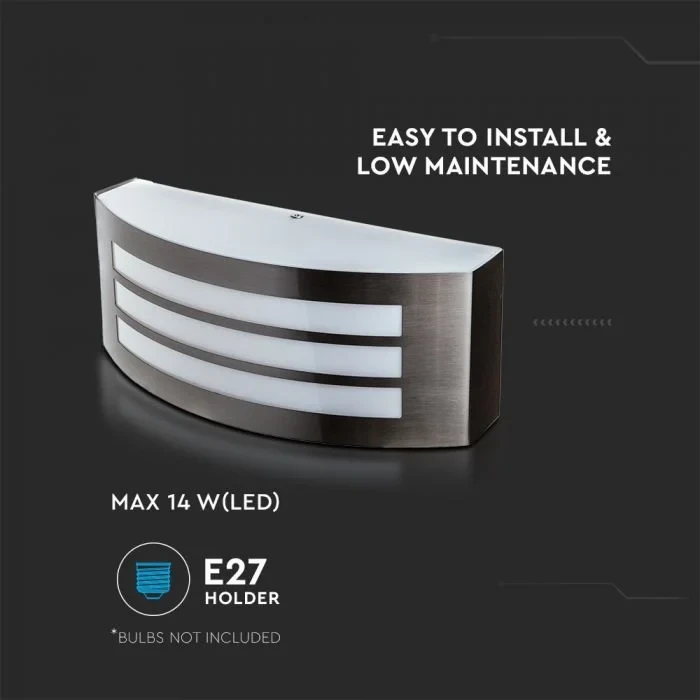 Wandlamp, E27, RVS en PC, IP44
