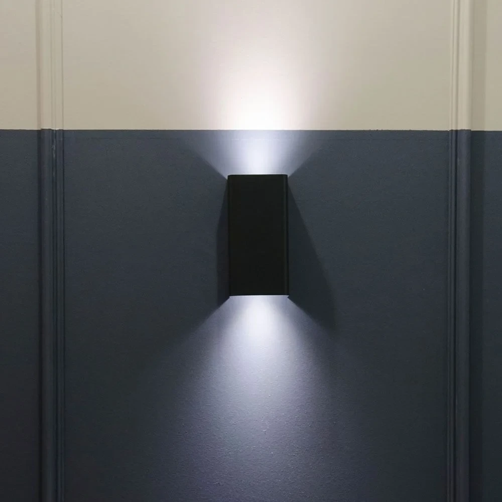 LED Wandverlichting, Sleek, GU10, Aluminium, Vierkant, Zwart, 2-Weg, IP44