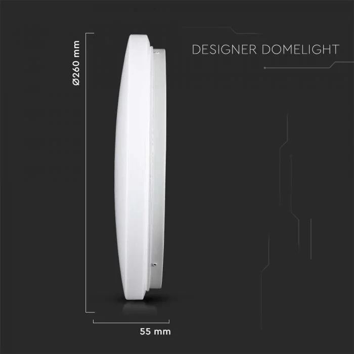 LED Dome Lamp, 12W, CCT Instelbaar, Melkwitte Deksel