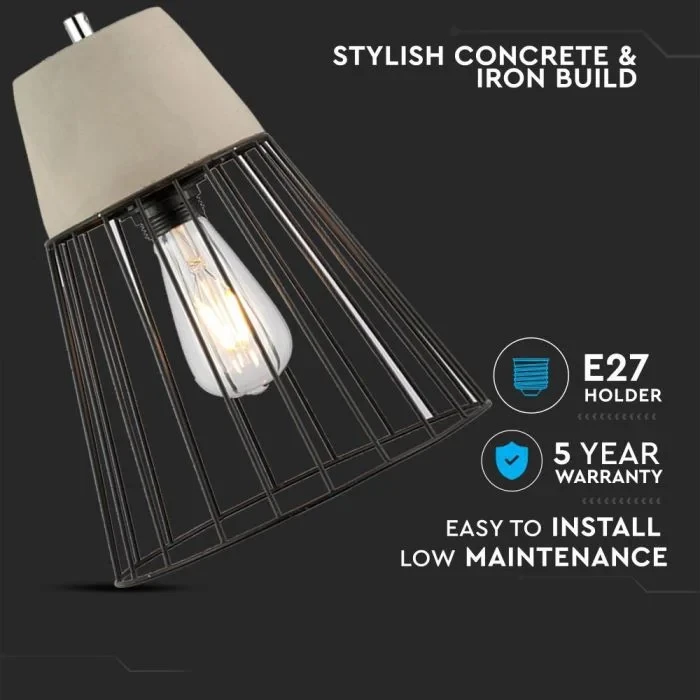 Hanglamp, Beton en Mesh, E27, Ø250 mm