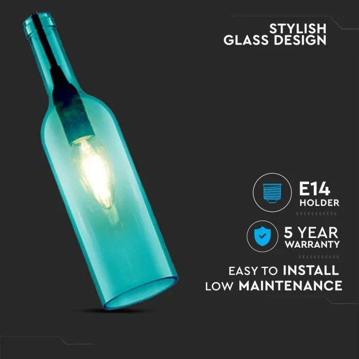 Fles Hanglamp, E14, Blauw