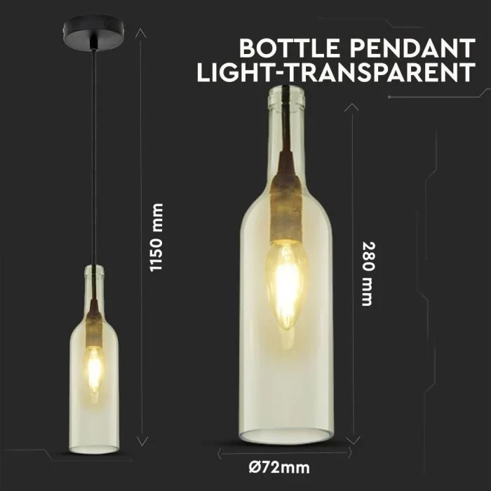 Fles Hanglamp, E14, Transparant