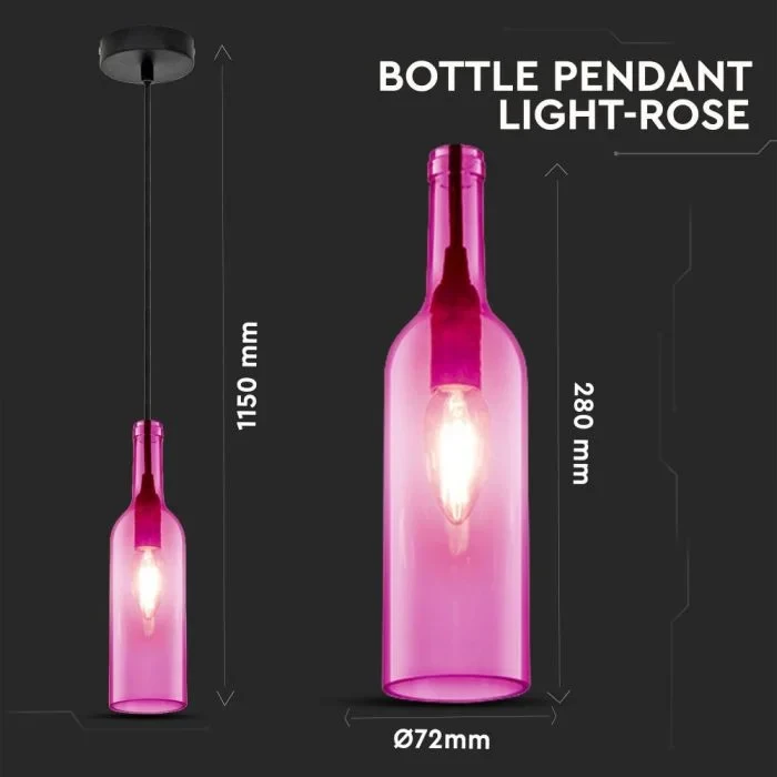 Fles Hanglamp, E14, Rosé