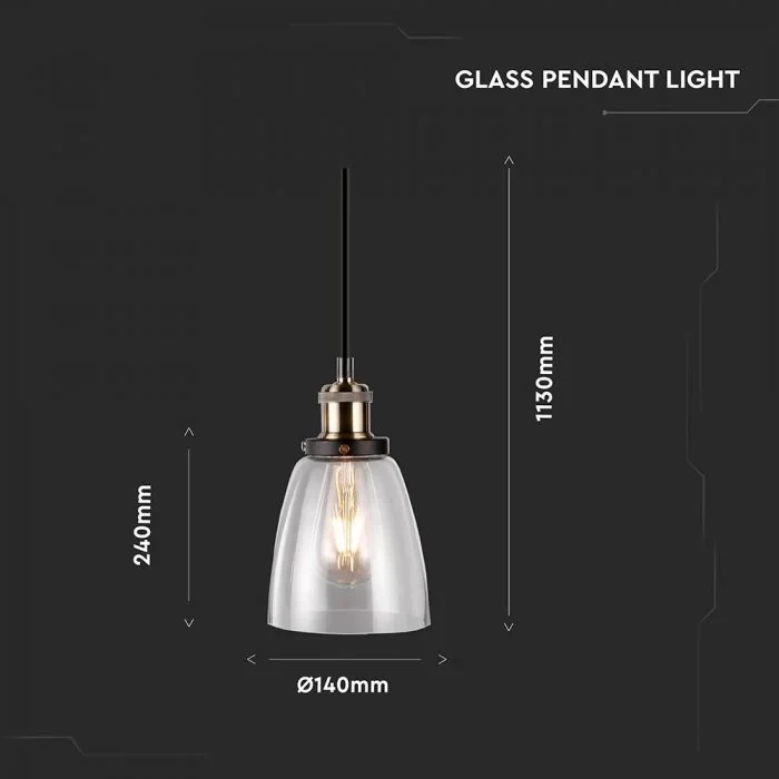 Glas Hanglamp, E27, Transparant